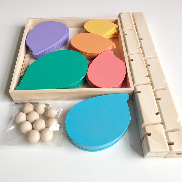 Wooden Montessori Petal Rainbow Tree Ball Run Track Kit