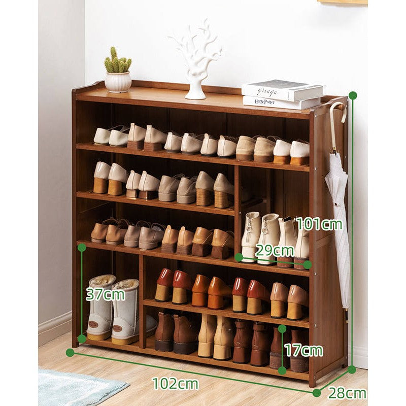 6 Tiers Bamboo Shoe Rack Organiser Shelf 102cm