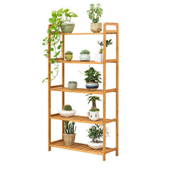 5 Tiers Adjustable Bamboo Storage Rack 68cm