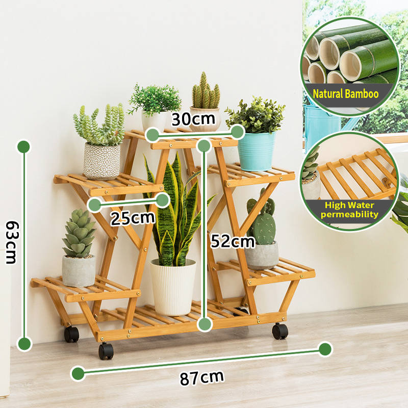 Bamboo Flower Planter Rack Shelves