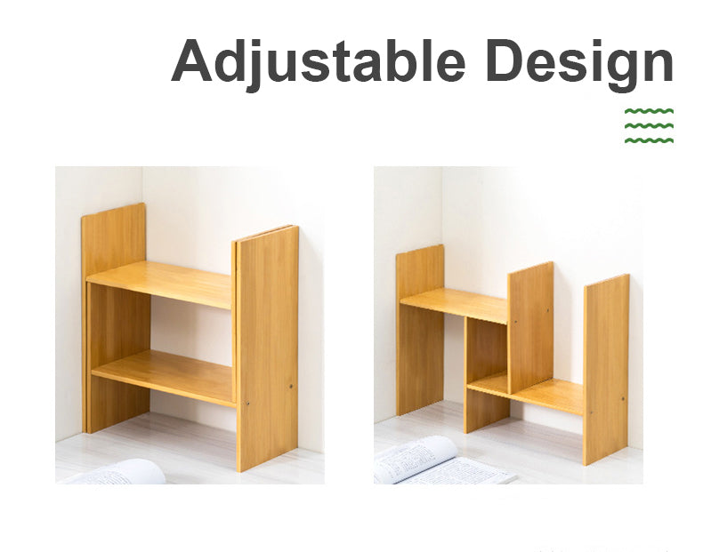 Adjustable Bamboo Desktop Organiser, Bookshelves, storage rack