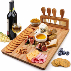 Yael Bamboo Cheese Board with Cheese Knives Shelf