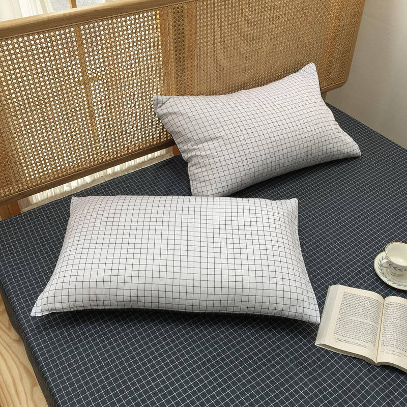 3pcs Cotton Duvet Cover Set Classic Black Grid White