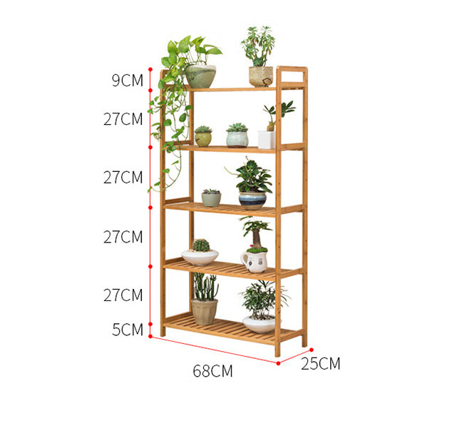 5 Tiers Adjustable Bamboo Storage Rack 68cm