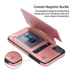 PU Leather Wallet Case with Card Pockets Back Flip Cover for iPhone XR