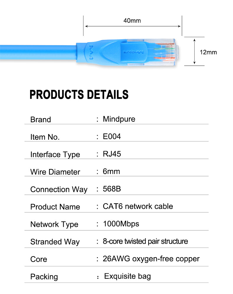 NW004 Cat6 UTP Lan Cable Blue Copper