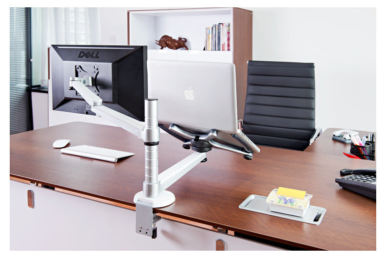 HIgh Quality Single Monitor Full Motion Desktop Mount with Laptop Stand