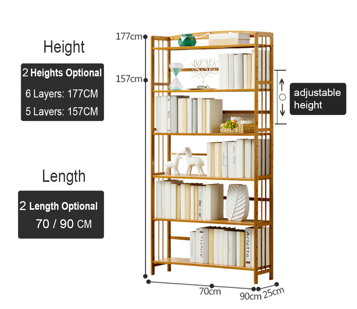 6 Tier Simplistic Bookshelf 177x90cm