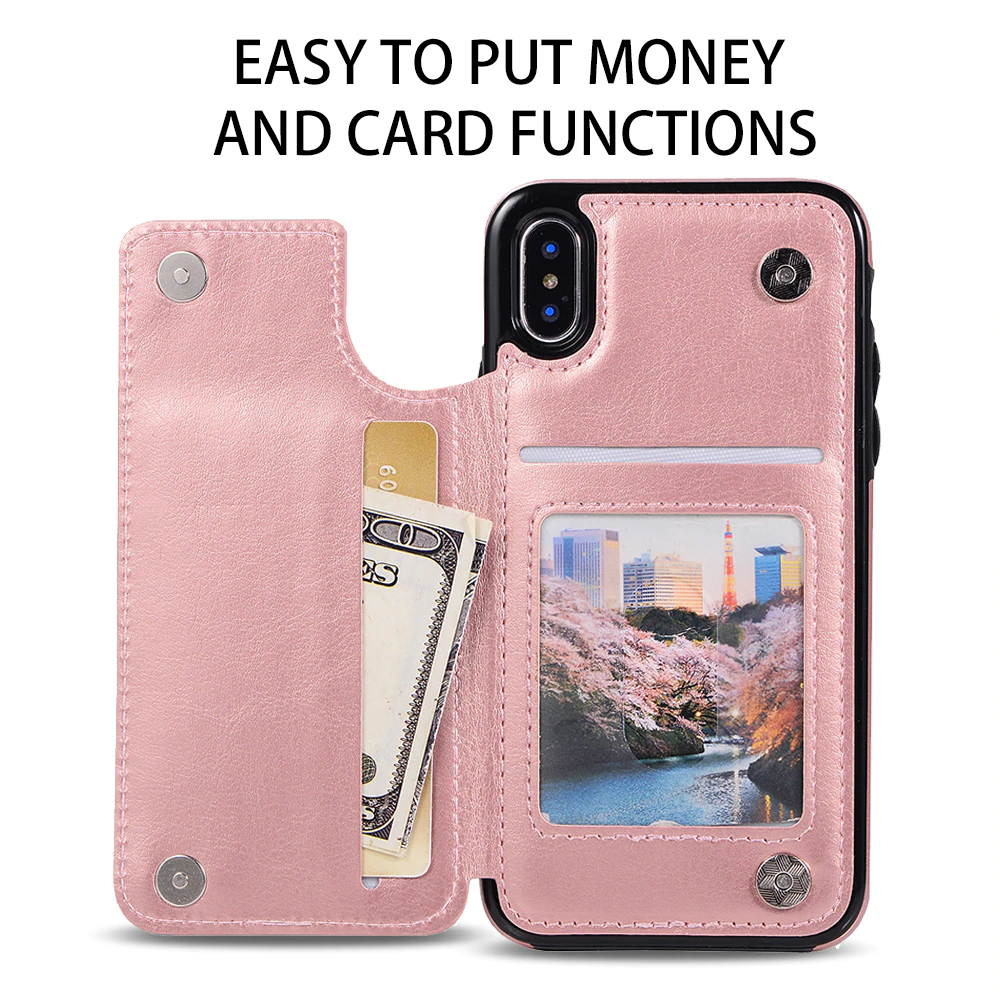 PU Leather Wallet Case with Card Pockets Back Flip Cover for iPhone 11 Pro Max