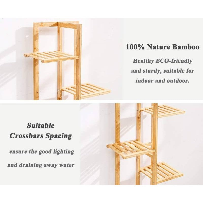 Bamboo 5 Tier 6 Potted Plant Stand Rack Multiple Flower Pot Holder Shelf