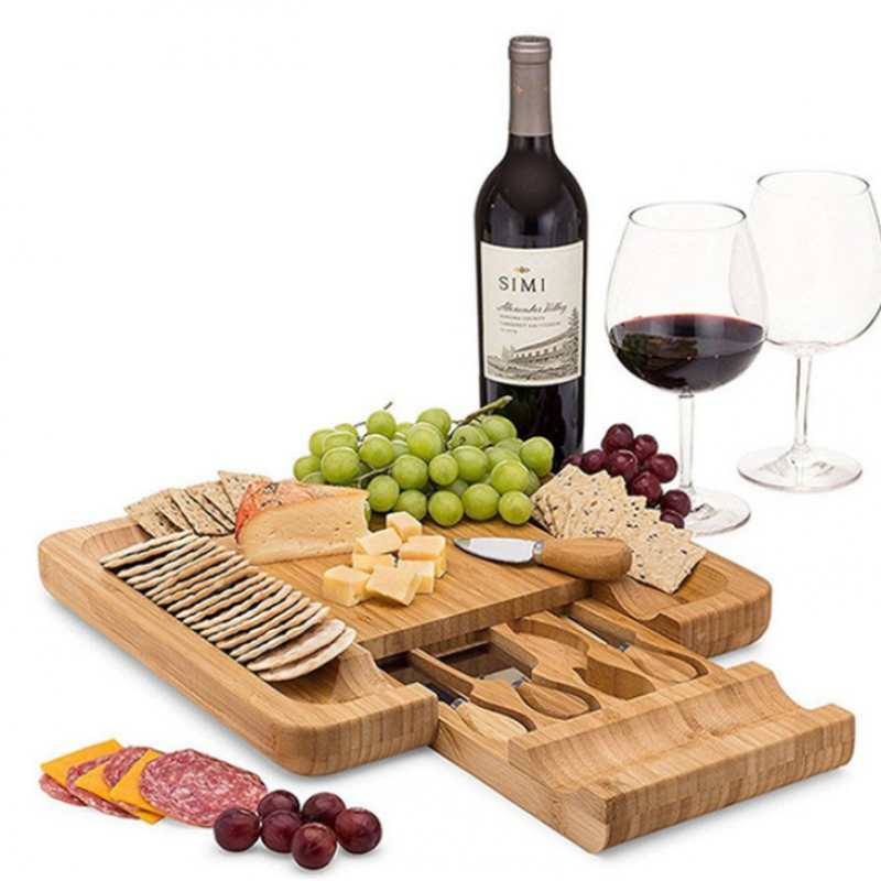 Yael Bamboo Cheese Board with Cheese Knives