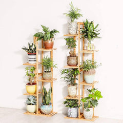 Bamboo 5 Tier 6 Potted Plant Stand Rack Multiple Flower Pot Holder Shelf