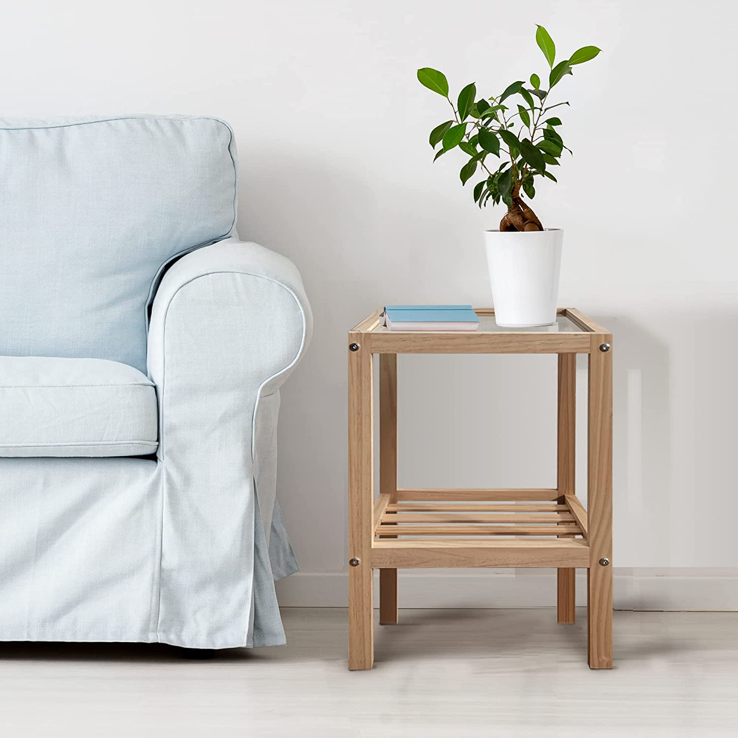 Missoni Wooden Bedside Table with Tempered Glass