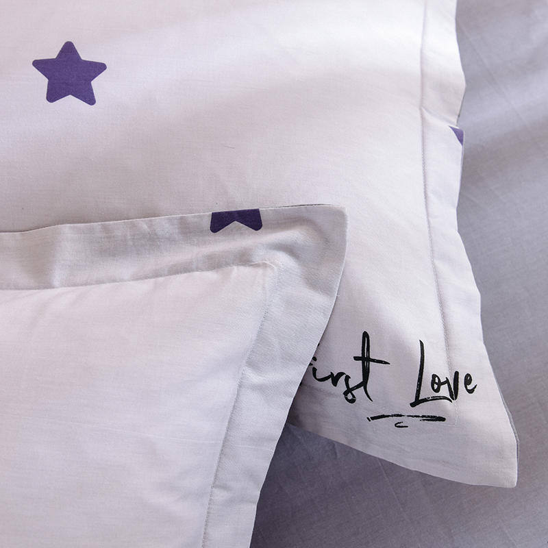 3pcs Cotton Duvet Cover Set Star Light Purple