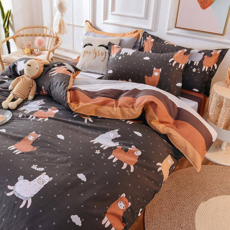 3pcs Cotton Duvet Cover Set Cute Alpaca