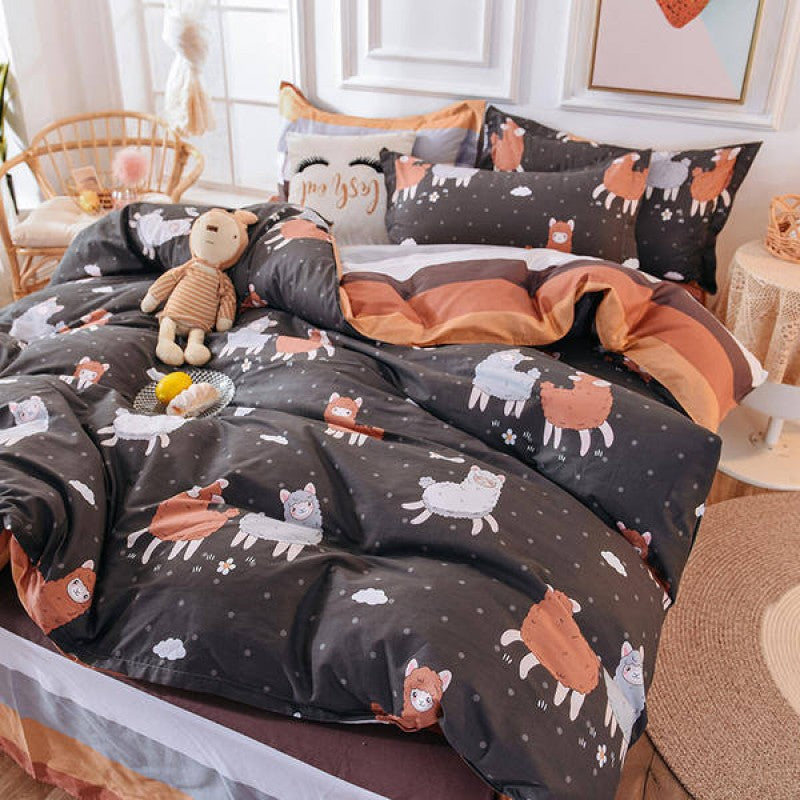 3pcs Cotton Duvet Cover Set Cute Alpaca