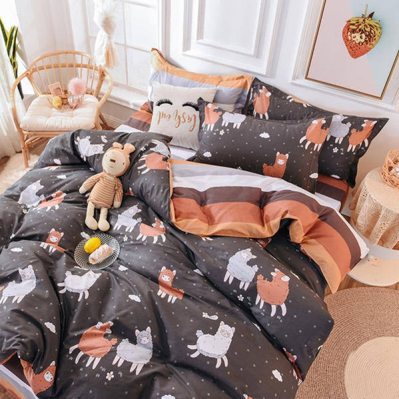 3pcs Cotton Duvet Cover Set Cute Alpaca