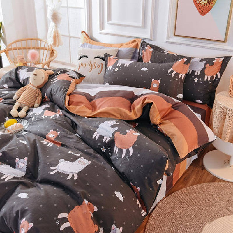 3pcs Cotton Duvet Cover Set Cute Alpaca