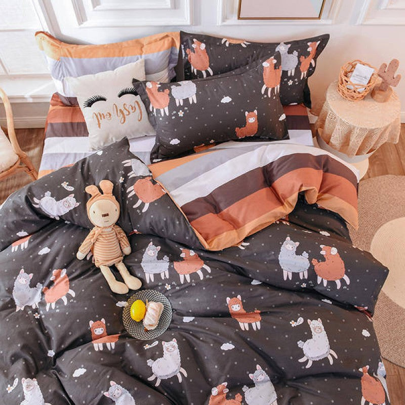 3pcs Cotton Duvet Cover Set Cute Alpaca