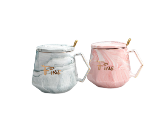 Nordic  "We are fine" Marble Diamond Mugs Set