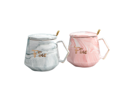 Nordic  "We are fine" Marble Diamond Mugs Set