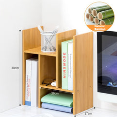 Adjustable Bamboo Desktop Organiser, Bookshelves, storage rack