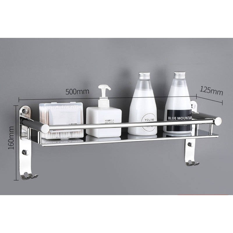 Chrome & Glass Shelf with Hook 50cm