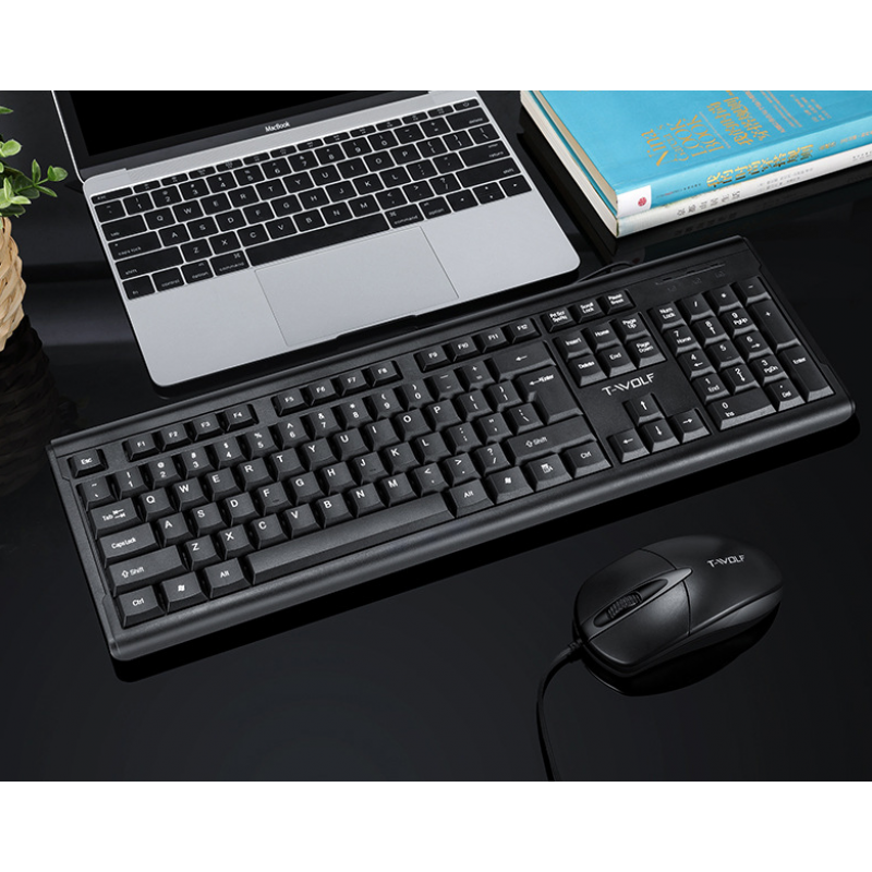 T-Wolf TF-500 Wires Office Keyboard Mouse Set