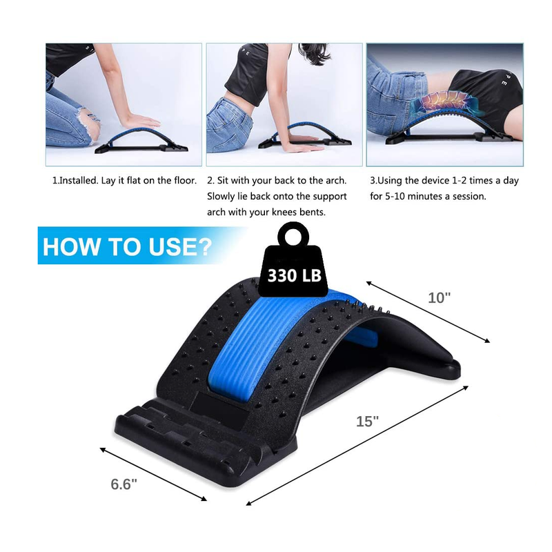 Lumbar Back Pain Relief Magnet Back Stretcher Blue