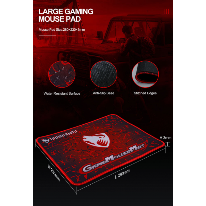 T-Wolf T31 Wired 104 Keys Backlit Gaming Keyboard Mouse Anti-Slip Mouse Pad Set