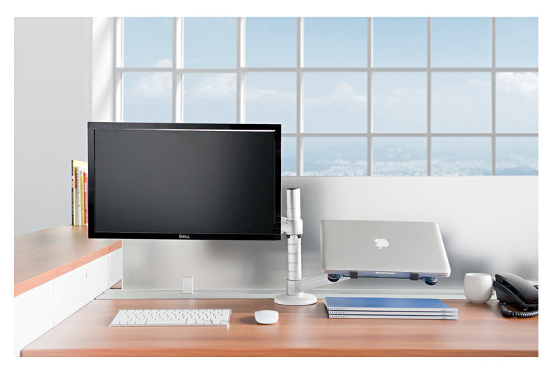 HIgh Quality Single Monitor Full Motion Desktop Mount with Laptop Stand