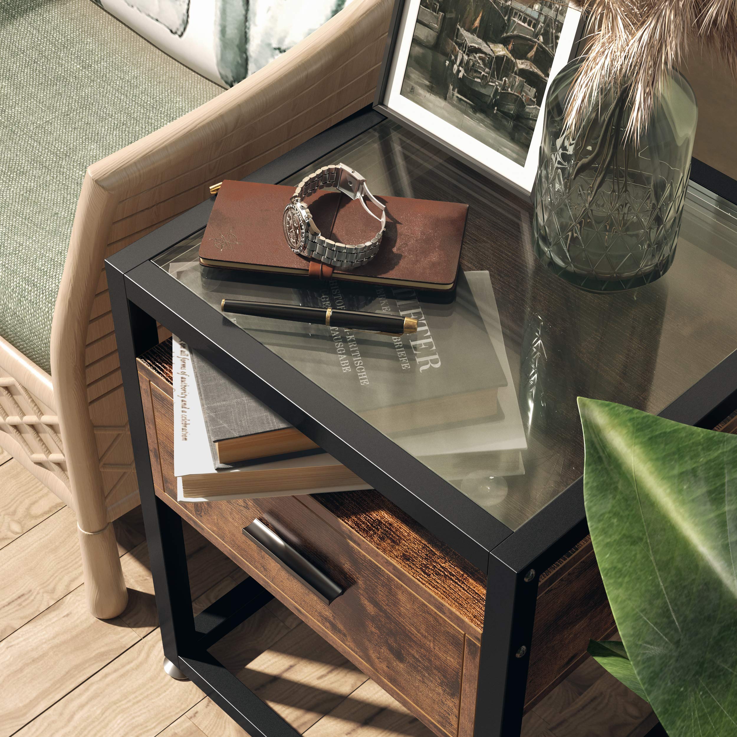 VASAGLE Industrial Bedside Table