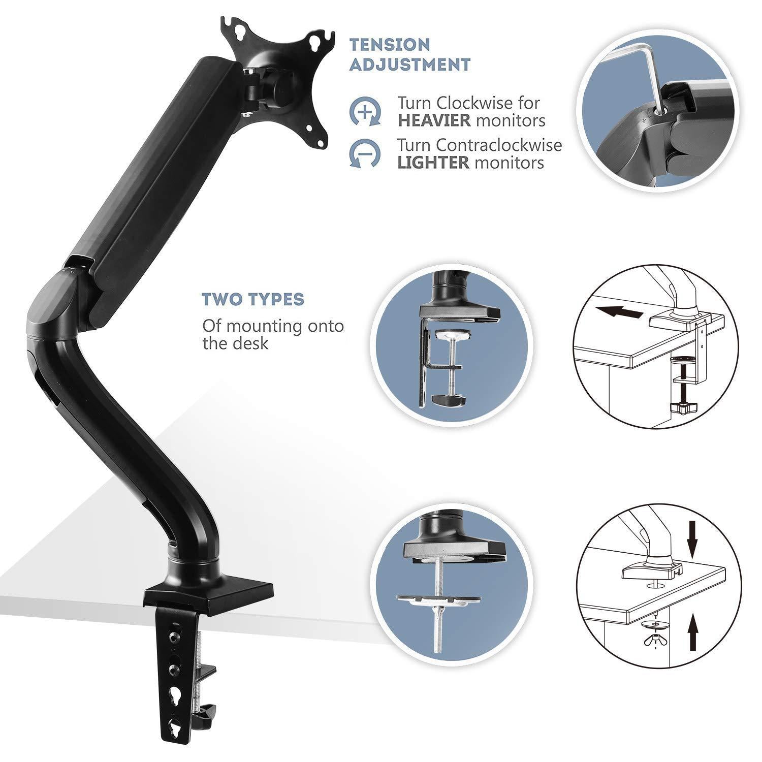 17-27" Air Pressure Arm LCD Monitor Stand