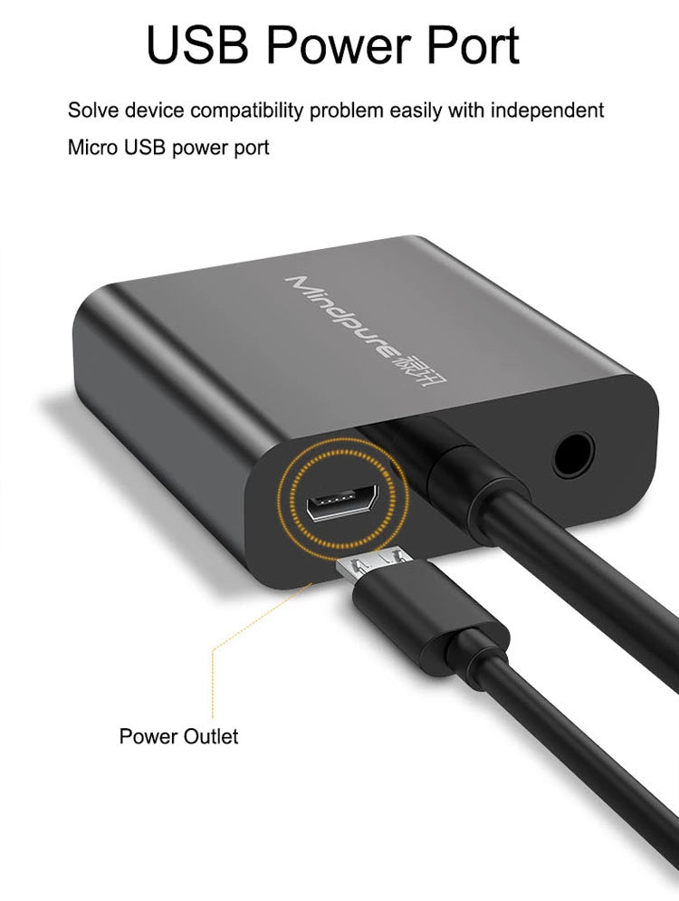 Mindpure AD012 HDMI to VGA Adapter with Audio - 1080p, Black