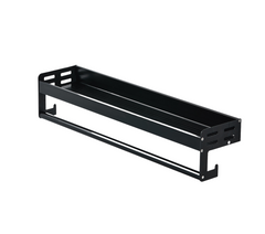 Bathroom Shelf with Towel Rail and Hook - Matt Black