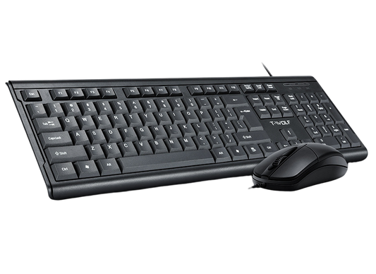 T-Wolf TF-500 Wires Office Keyboard Mouse Set