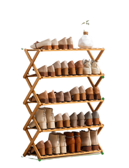 5 Tier Bamboo Foldable Shoe Rack Organiser 78x70cm