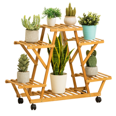 Bamboo Flower Planter Rack Shelves