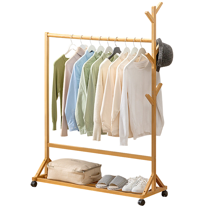 Bamboo Clothes stand with Coat Rack 100*155cm