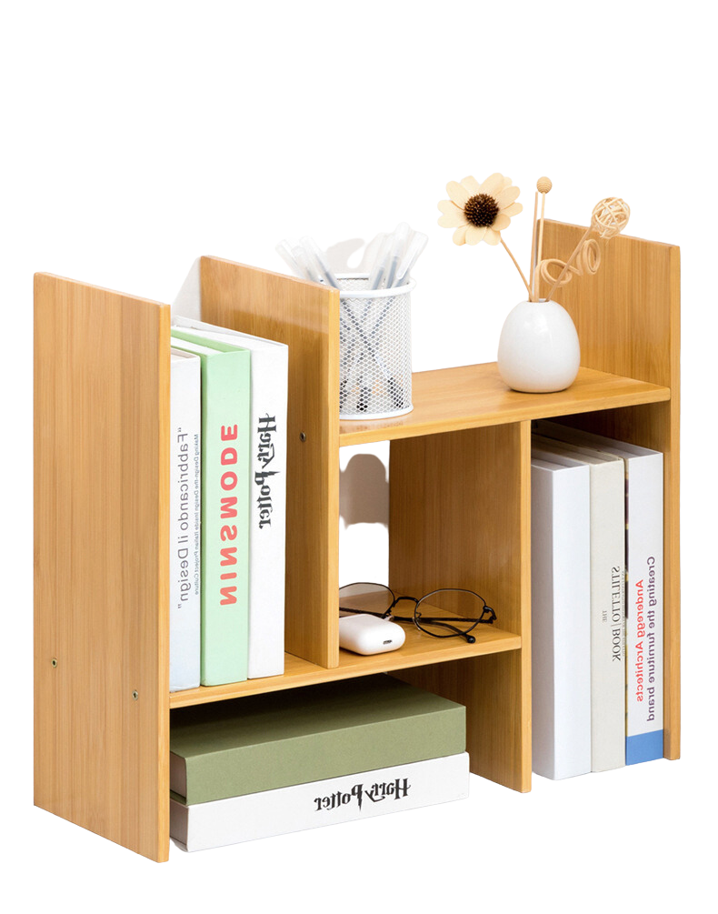 Adjustable Bamboo Desktop Organiser, Bookshelves, storage rack