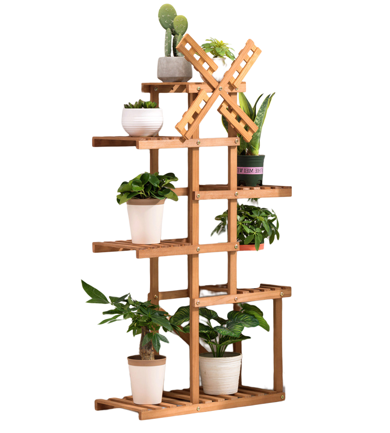 Bamboo Windmill Plant Stand