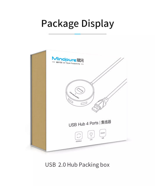 Mindpure US018 4-Port USB 2.0 Hub - 1m, White