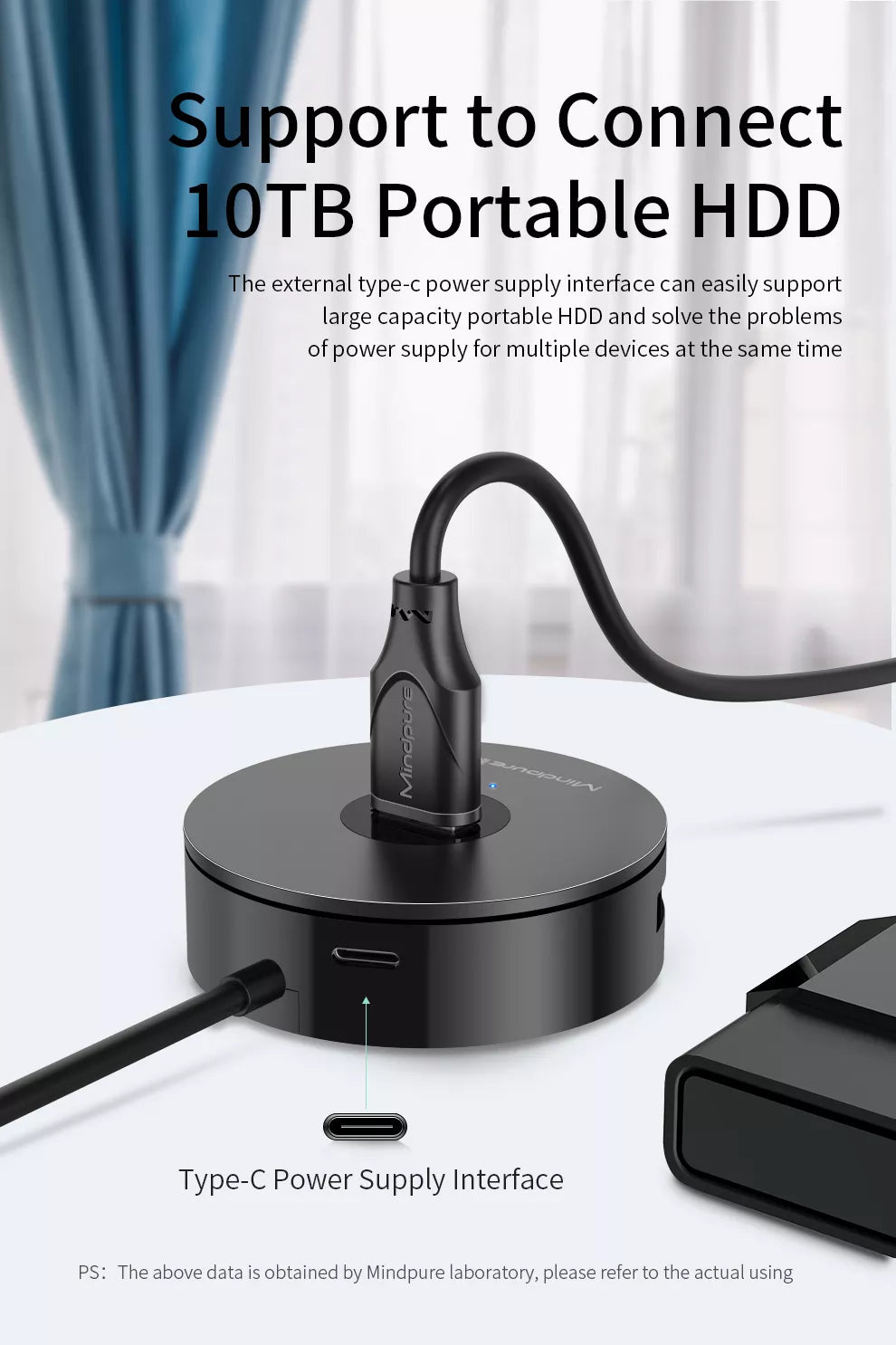 Mindpure US018 4-Port USB 2.0 Hub - 1m, White