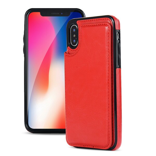 PU Leather Wallet Case with Card Slots Flip Cover for iPhone X/XS