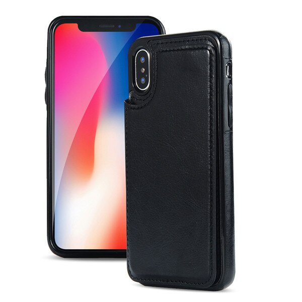 PU Leather Wallet Case with Card Slots Flip Cover for iPhone X/XS