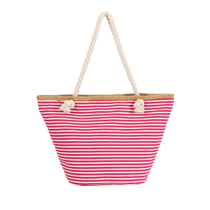 Ladies Large Striped Summer Beach Bag