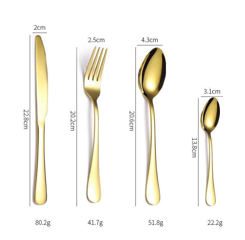 24-Piece Stainless Steel Cutlery Set for 6 with stand-Gold