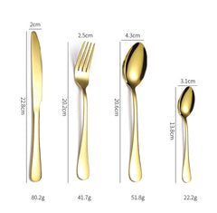 24-Piece Stainless Steel Cutlery Set for 6 with stand-Gold