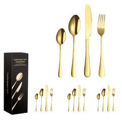 24PCS Yael Designer Modern Cutlery Set Gold