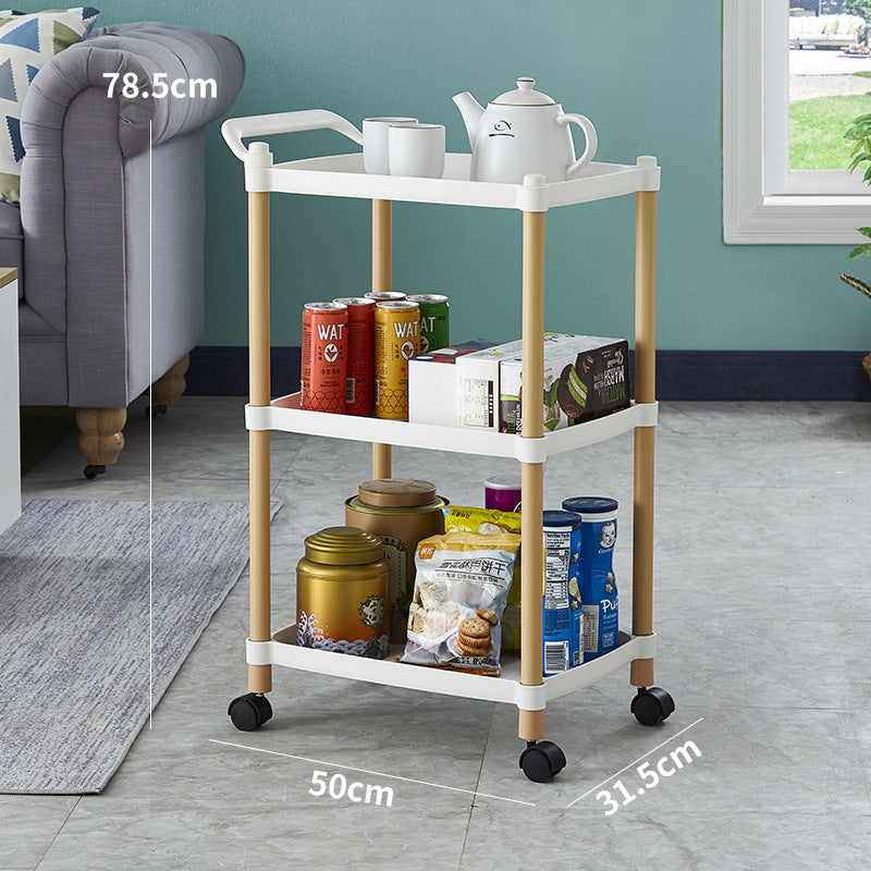 3 Tier Kitchen Trolley Storage Organiser with Handle White
